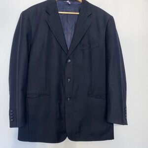 Gianni Versace Tessuti Men's Blazer Sport Coat 44R Black Pinstripe Wool Italy